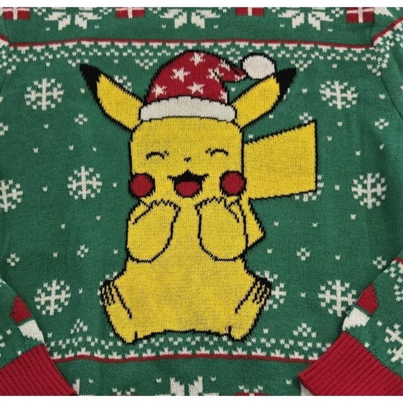 NWOT Pokemon Christmas Sweater Featuring Pikachu Boy's XL (14-16) - Picture 3 of 7